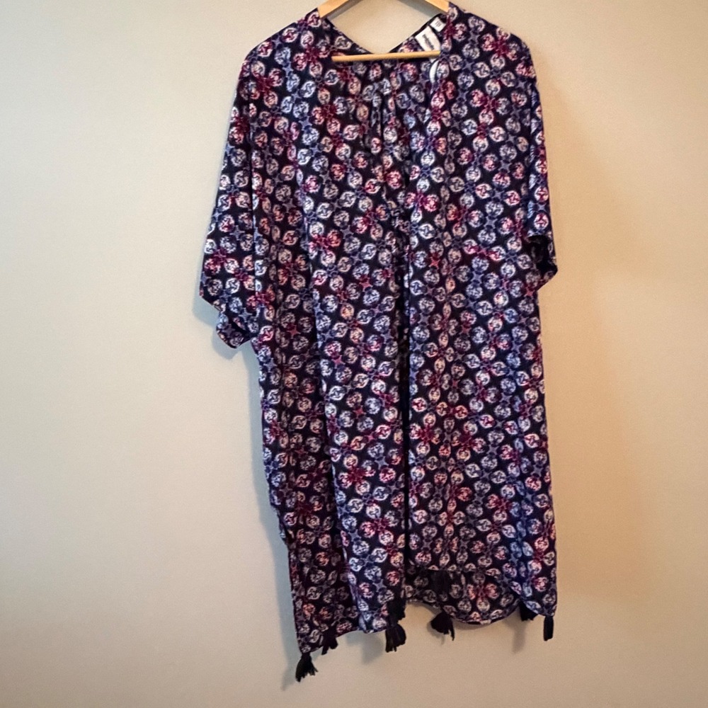 Swimsuits For All Kimono Cover-Up Purple Tie Dye Tassel Plus Size 18/20 NWT